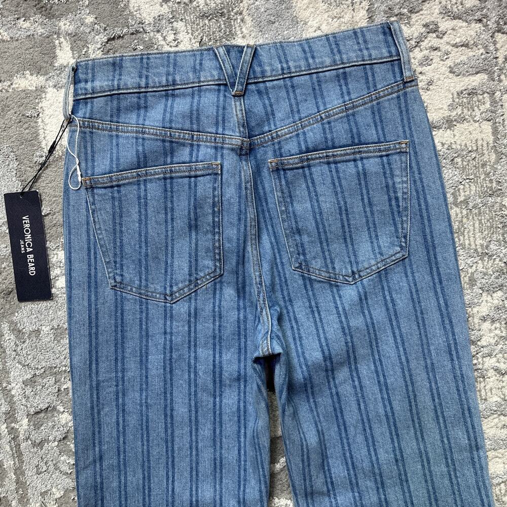 NWT Veronica Beard Blue Striped Flare Jeans - Picture 11 of 12